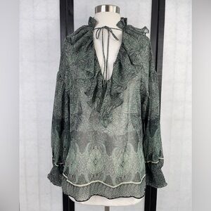 Elegant Green Ruffled Women's Top